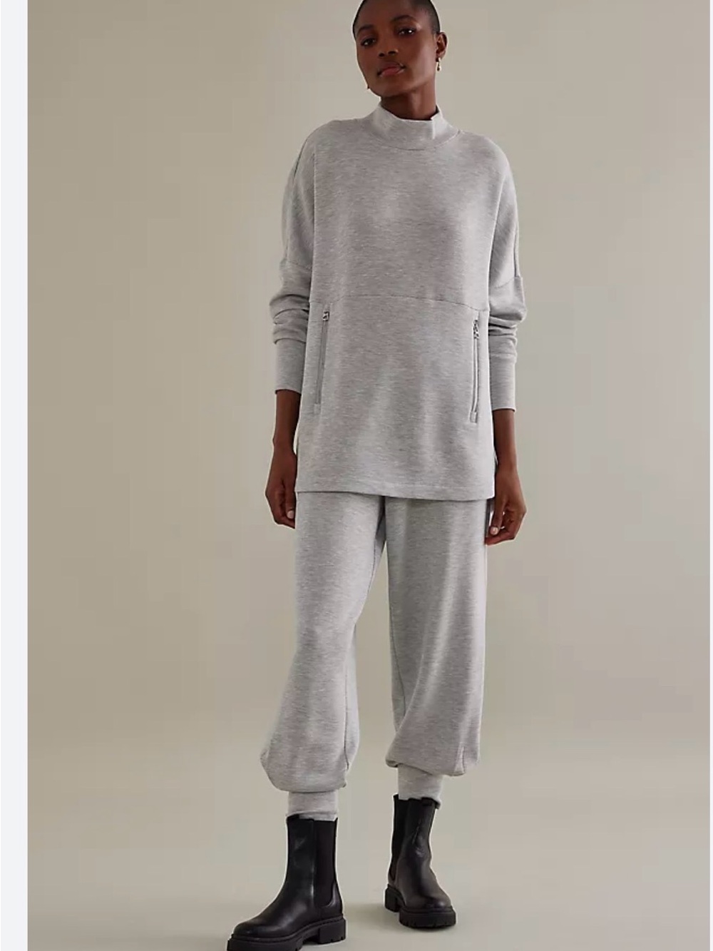 Varley Light Gray Lounge Sweatshirt & Jogger Set